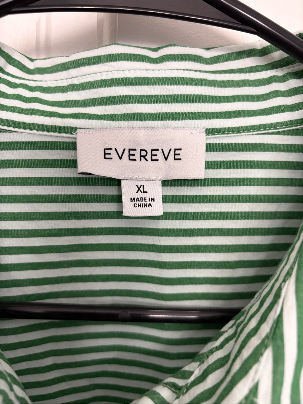 EVEREVE Green White Striped Button Down Shirt XL 100% Cotton Oversized - Picture 4 of 6